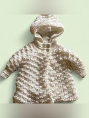 Baby Hooded Sweater, Winter White, 3-6 months